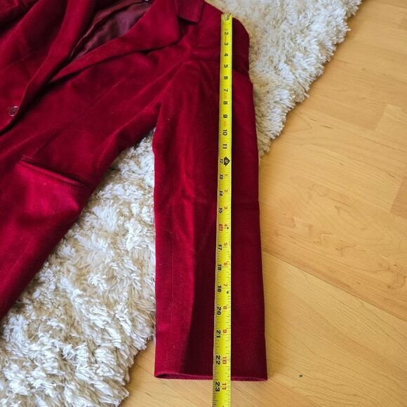 Saks Fith Avenue Folio Collection Blazer Burgundy size 4 wool and Silk Blend - Picture 9 of 12